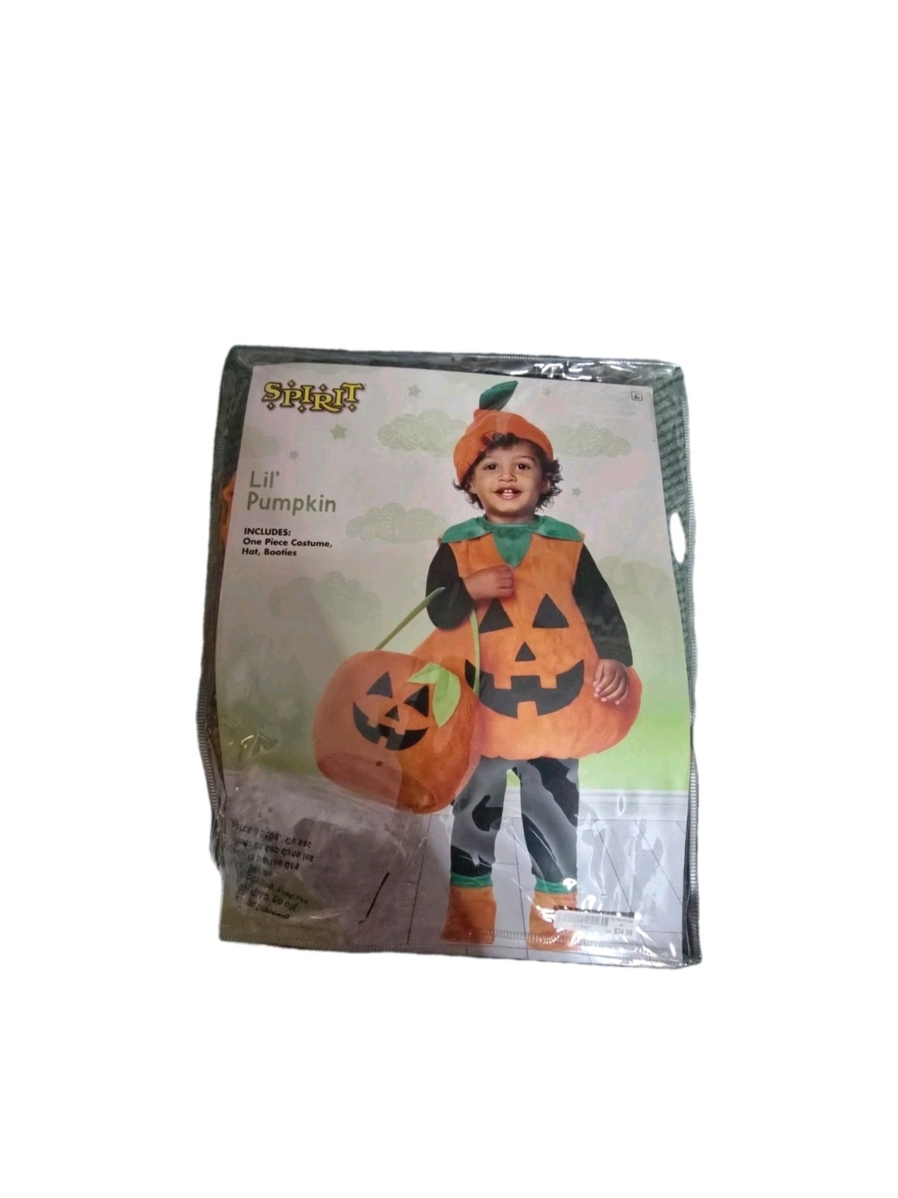 Spirit Orange Pumpkin Costume with Green Collar and Black Accents - Picture 2 of 7